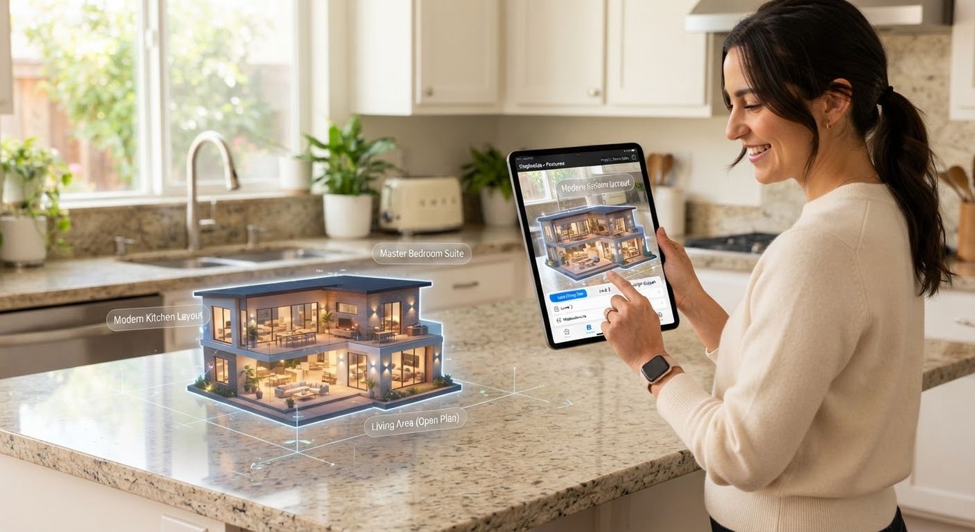 Illustration: a house as a dollhouse on a table