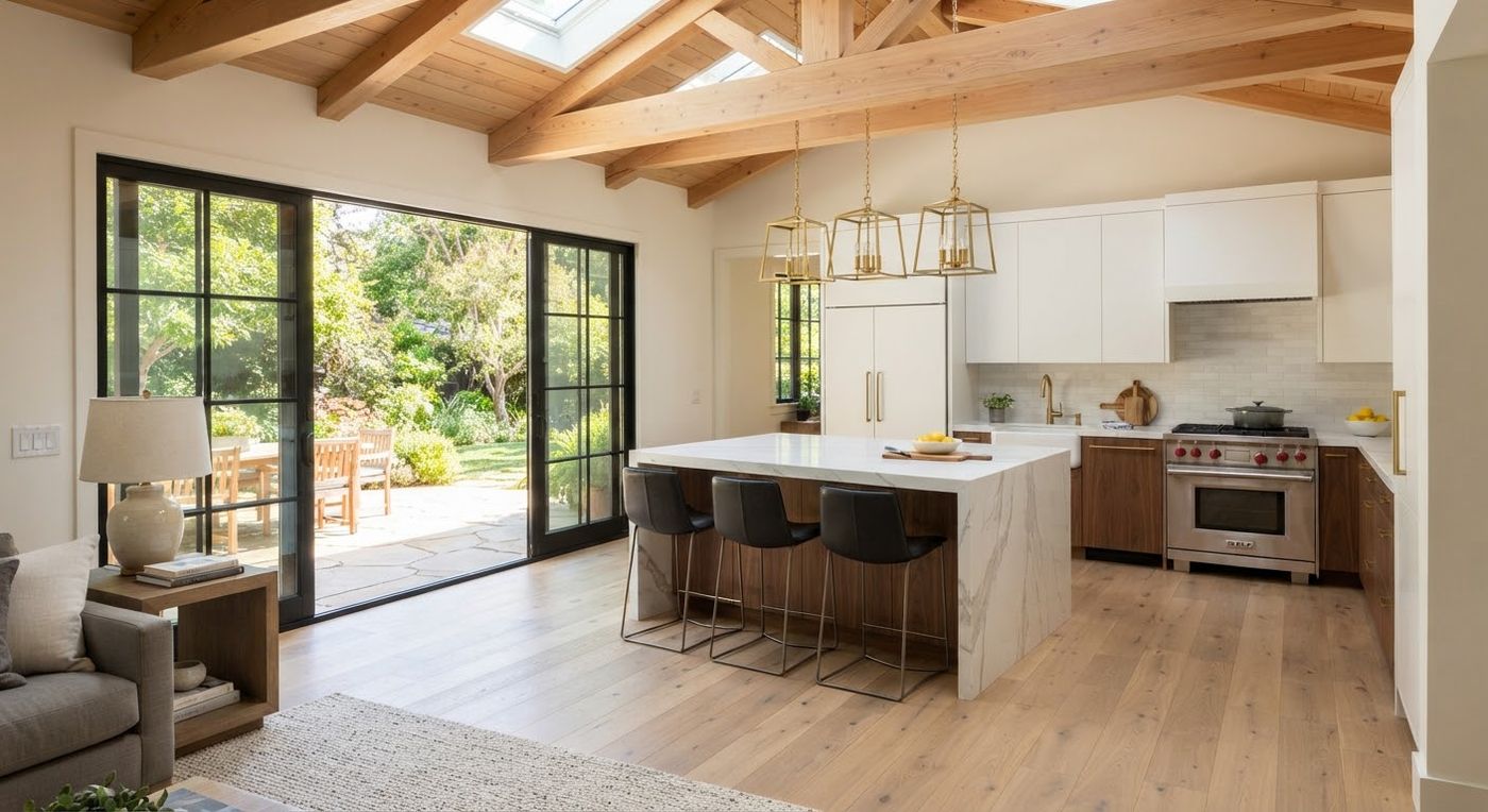 A bright kitchen in 3D